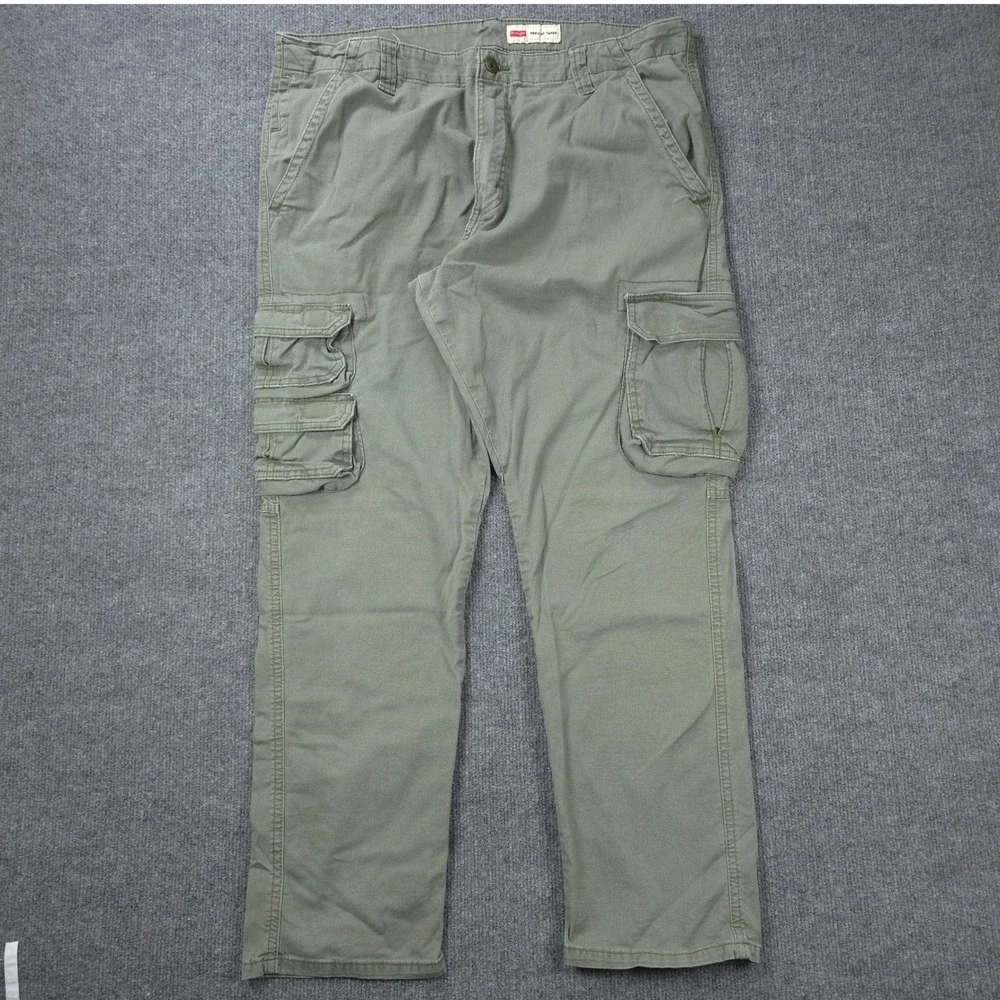 Wrangler Cargo Pants Mens 38X30 Green Regular Taper Stretch Cotton Twill